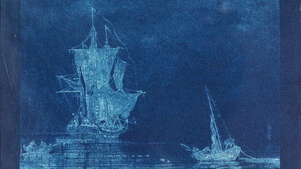 An early experiment with cyanotype photography from the 1830s