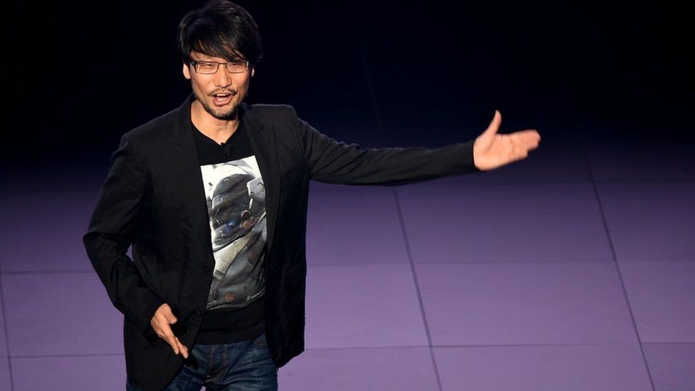 Kojima speaking at the E3 gaming conference