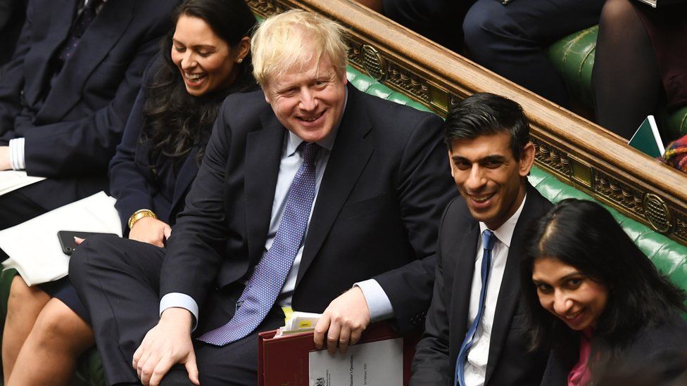 Boris Johnson was sat with his new Chancellor, Rishi Sunak, on the frontbench