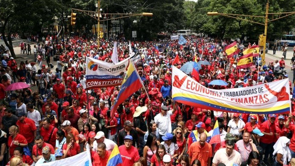 Supporters of Venezuela's President Nicolas Maduro attend a rally in support of his government and to the National Constituent Assembly in Caracas, Venezuela June 19, 2017.