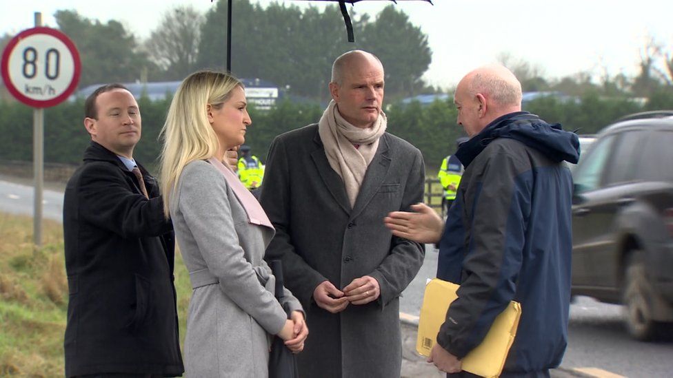 Helen McEntee and Stefan Blok on a visit to the Irish border