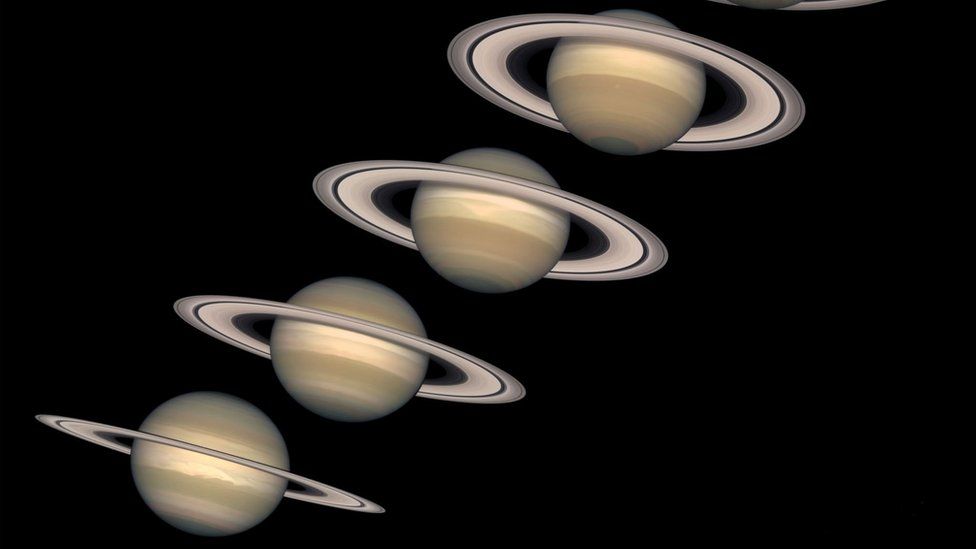 Hubble space telescope images of Saturn