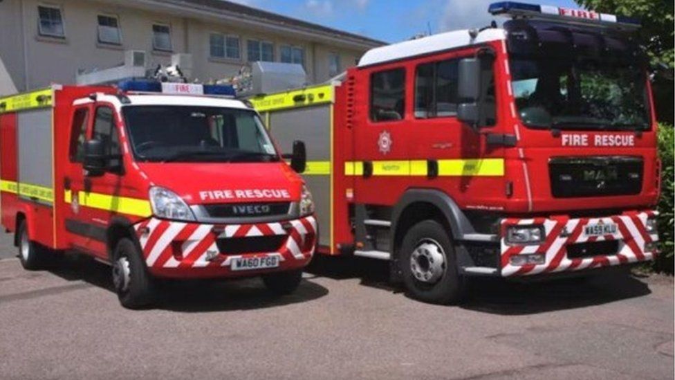 Devon and Somerset Fire and Rescue engines
