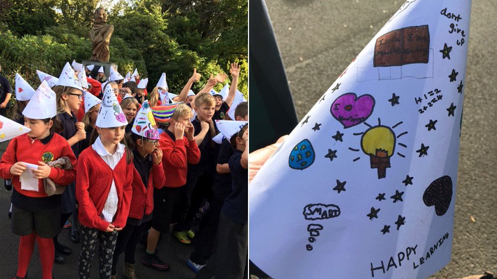 In pictures Duns pupils don dunce's caps BBC News