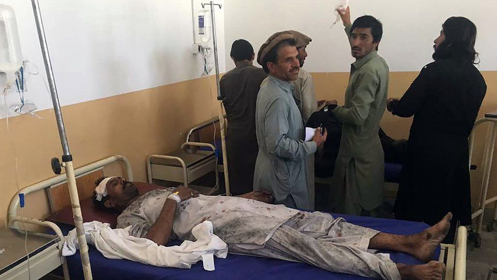 A Pakistani bombing victim is treated at a hospital in the tribal district of Kurram on 25 April 2017