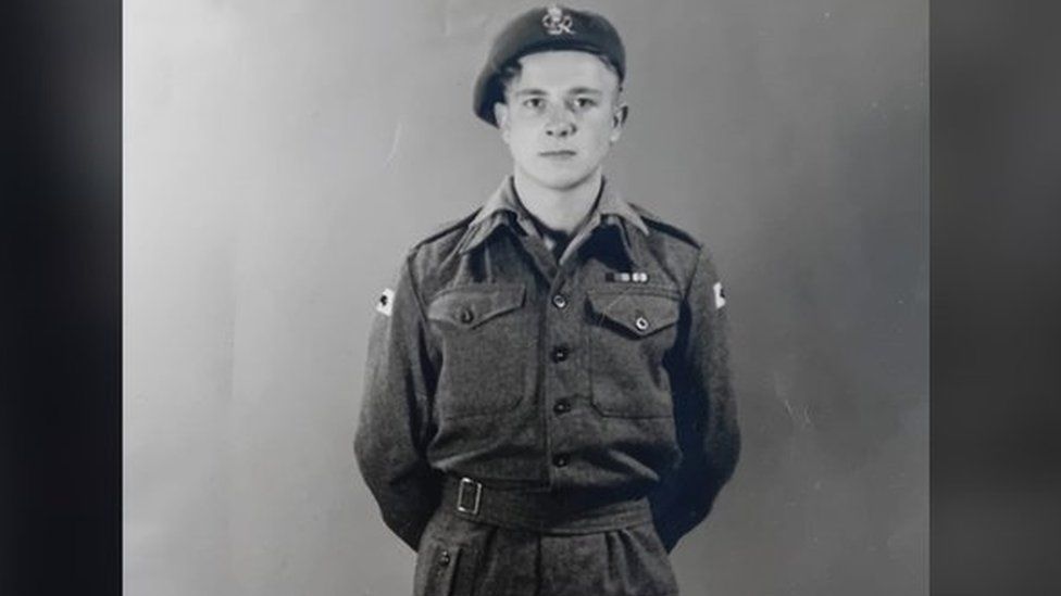 Peter English pictured as a young soldier