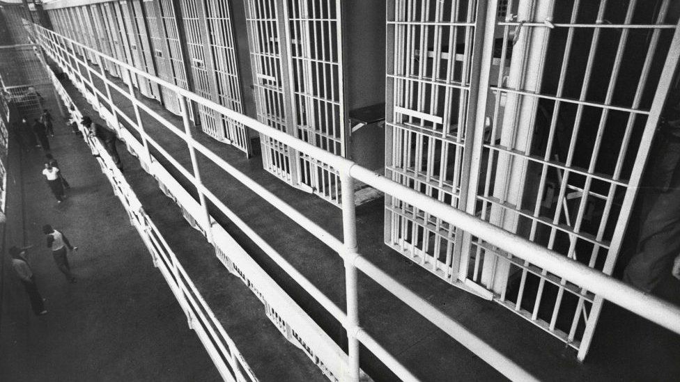 The interior of Rikers Prison pictured in 1983
