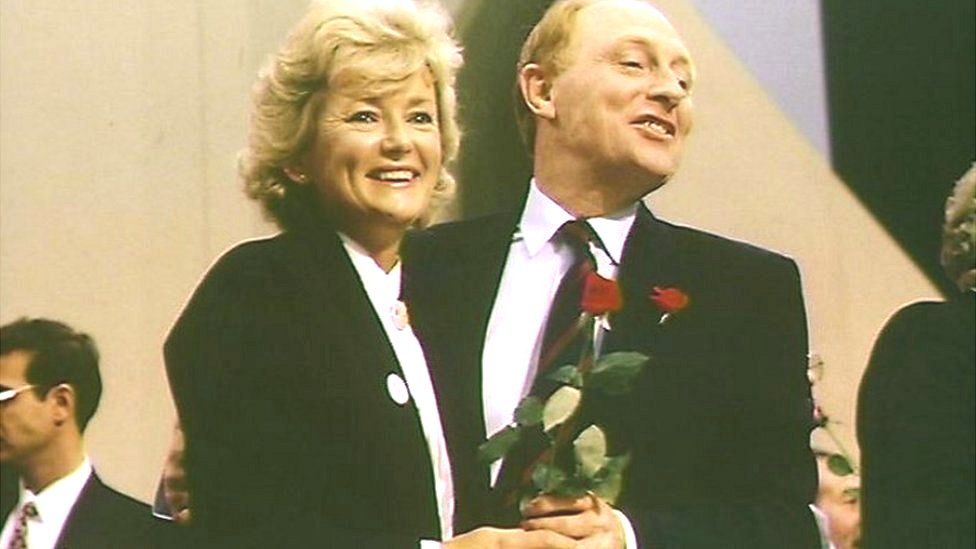 Neil and Glenys Kinnock at the Labour Party conference in Brighton in 1989