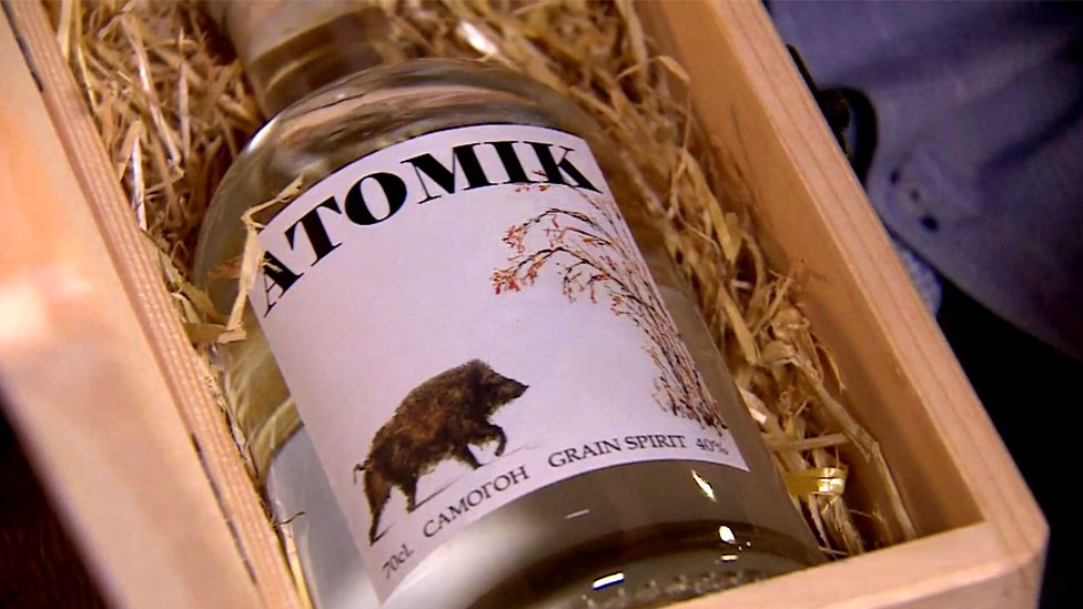 Atomik brand vodka bottle