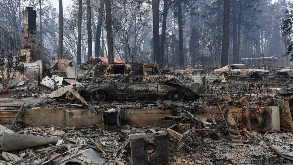 Burnt out neighbourhood in California