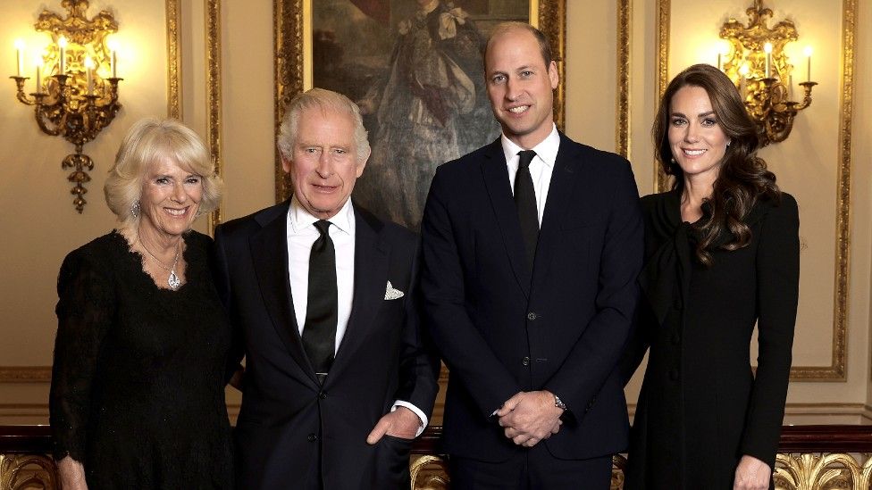 The Queen Consort, the King, the Prince of Wales, the Princess of Wales