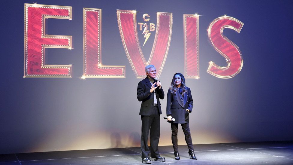 Baz Luhrmann and Lisa Marie Presley attend THR Presents Live: ELVIS @ Ross House on December 10, 2022 in Los Angeles, California