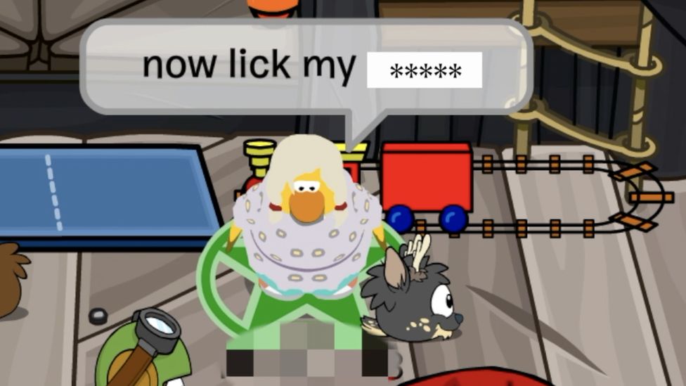 Penguin saying 'now lick my'