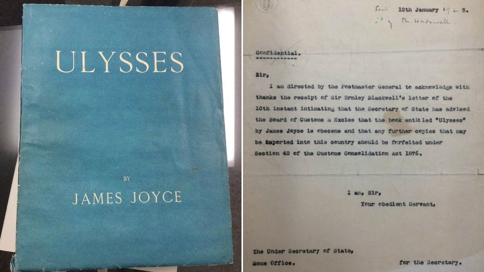 Edition of Ulysses and letter saying it is banned