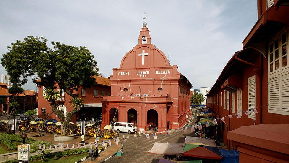 Знаменитая Малайзийская церковь Христа в городе Малакка