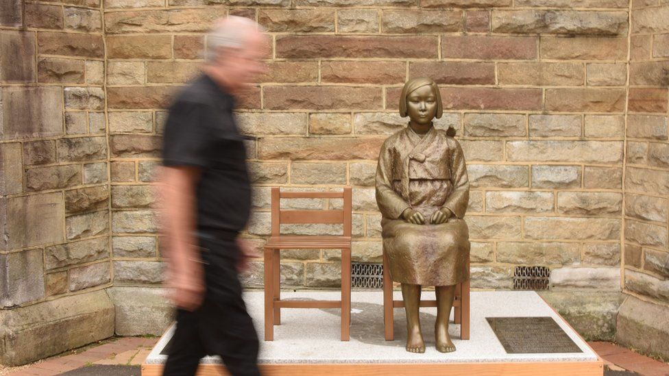 A statue honouring so-called "comfort women" outside a church in Sydney