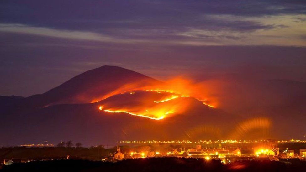 Fire on Mourne Mountains