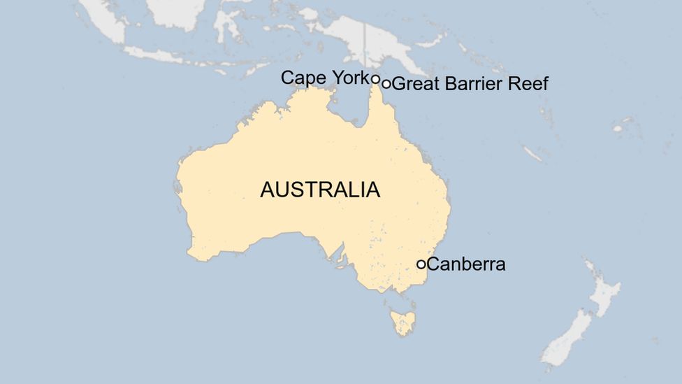 A map showing where the new reef was discovered