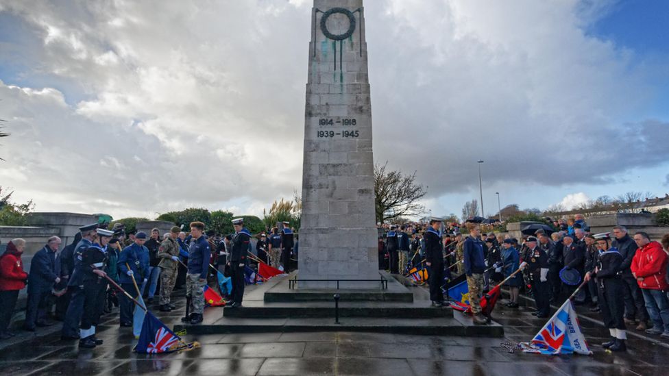 Commemoration at the cenotaph at Swansea
