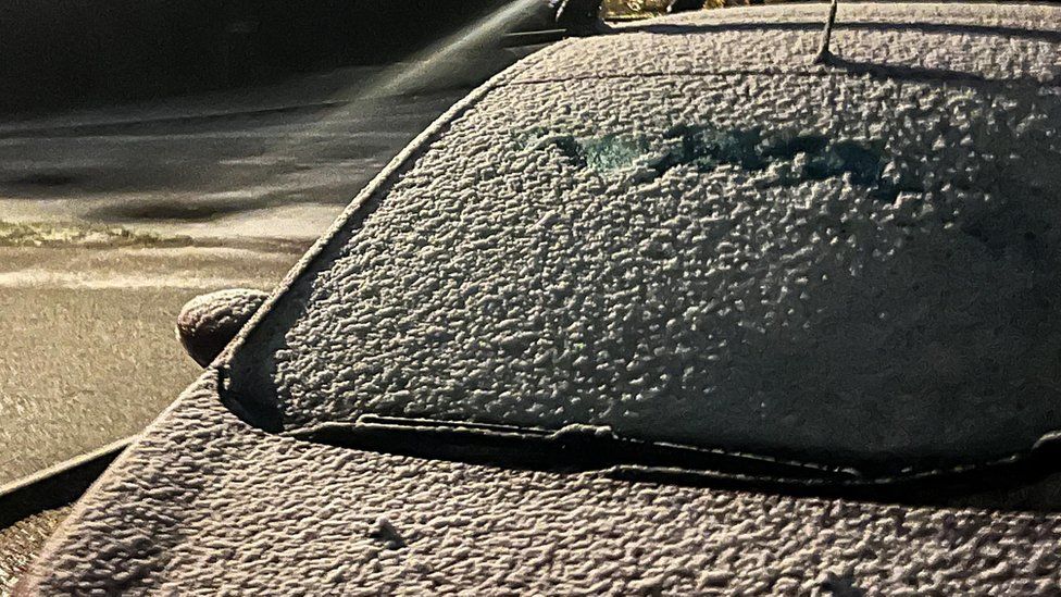 Snow on a car in Thorpe St Andrew in Norfolk