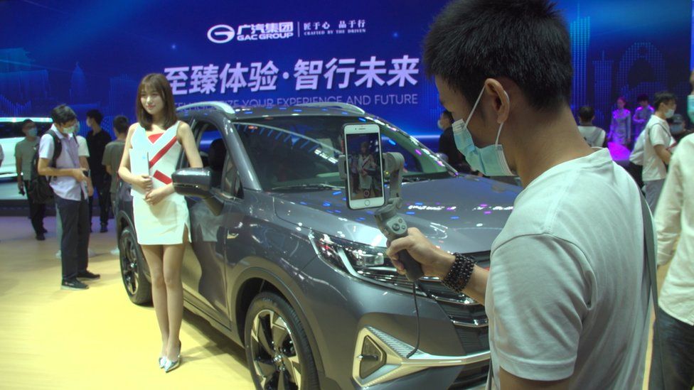 People at an autoshow in China