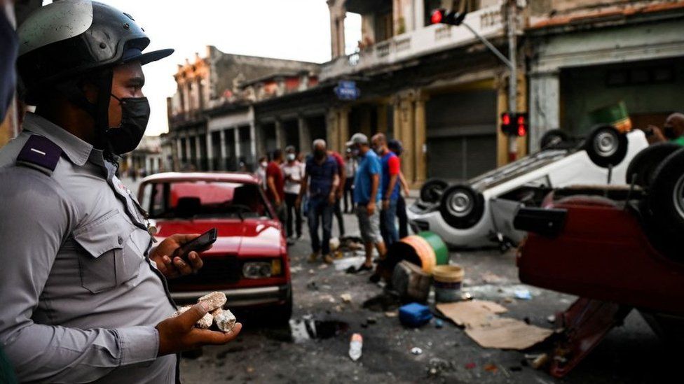 Cuba Protests Thousands Rally Against Government As Economy Struggles Bbc News