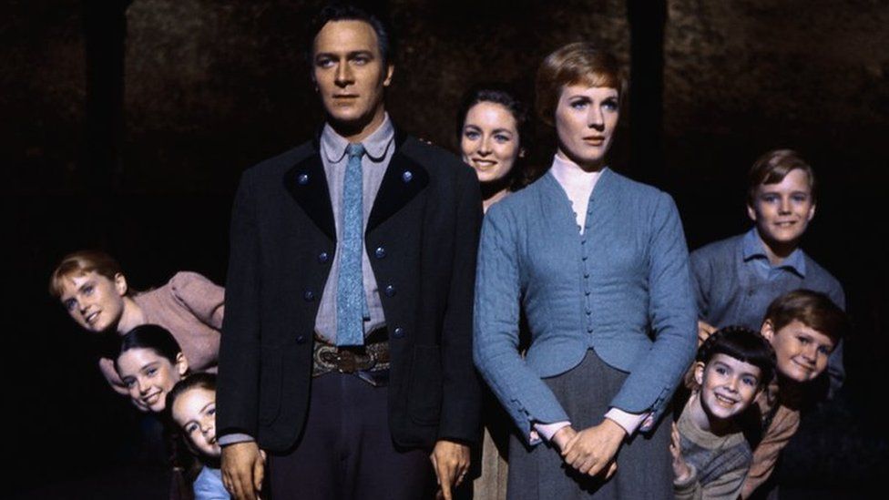 Christopher Plummer and Julie Andrews with their fellow Sound of Music cast members