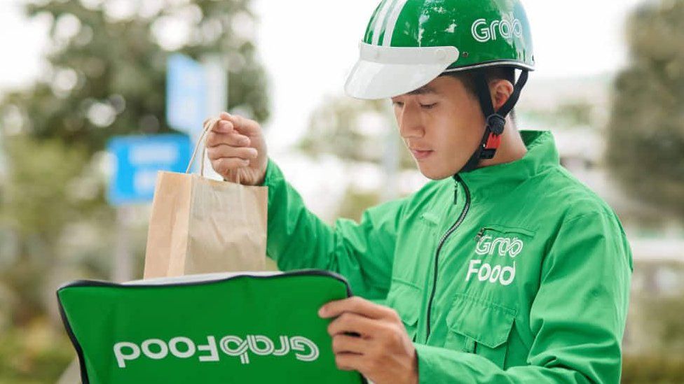 Grab food delivery rider.