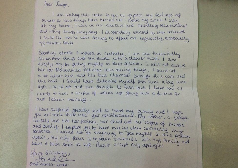 Letter from Sana Ahmed Khan