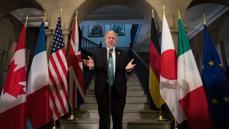 Boris Johnson during the G7 foreign ministers' meeting in Toronto, Ontario