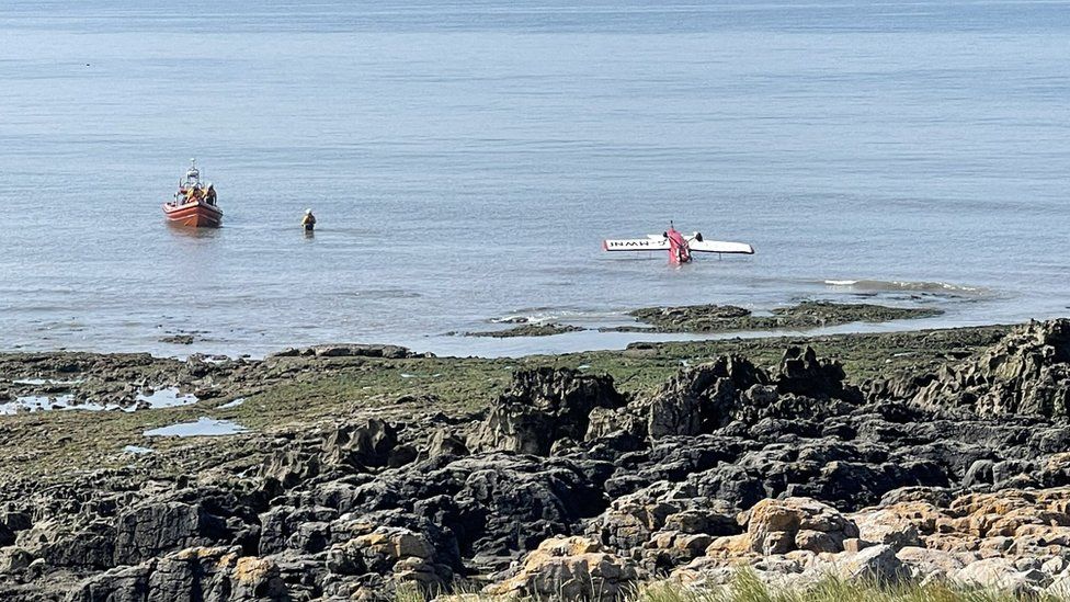 Porthcawl level   crashed into the sea