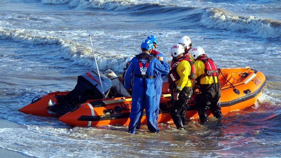 High tides leaves family stranded on rocks at Brean Down - BBC News