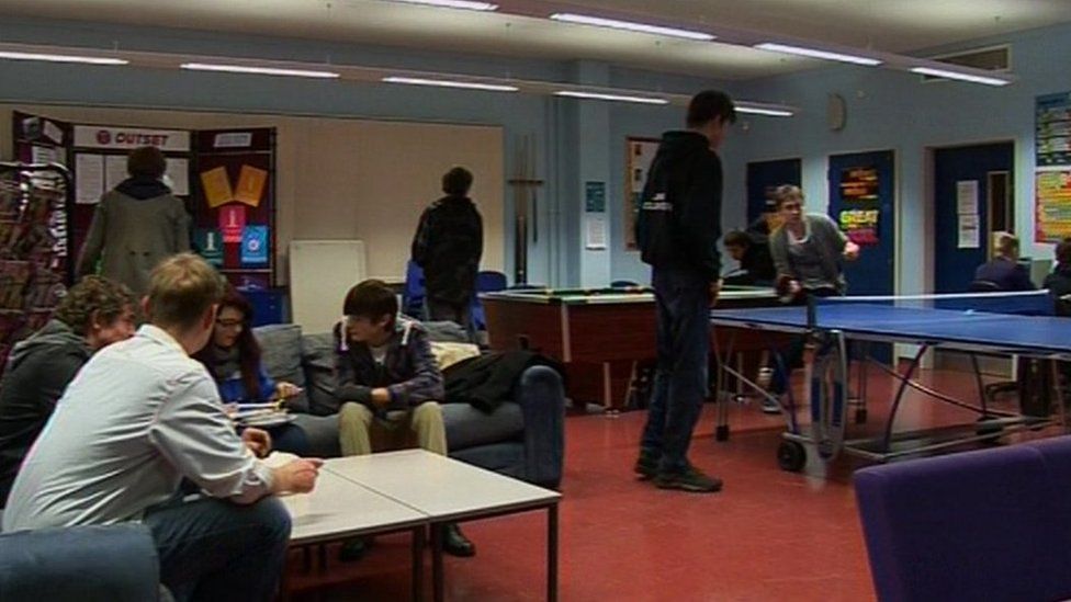 Young people at a youth club