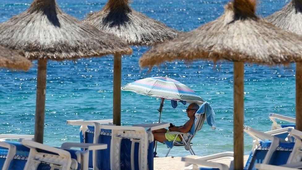 Umbrellas on a Spanish beach