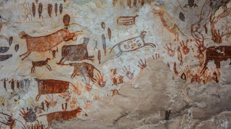 An undated handout photo made available by UNESCO on 01 July 2018 shows rock art in the Chiribiquete National Park, Colombia.