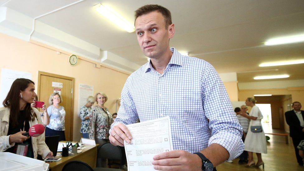 Russian opposition leader Alexei Navalny votes in local elections in Moscow on 8 September