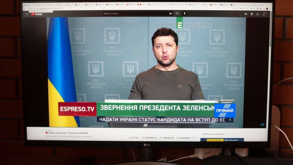 President Volodymyr Zelensky delivers a televised address to the Ukrainian nation