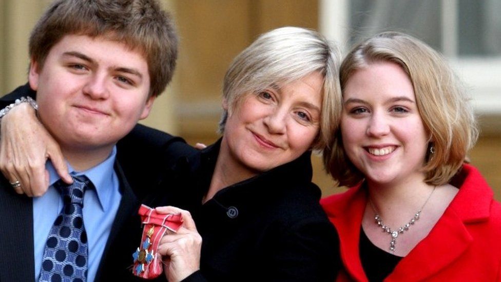 Victoria Wood with her children Henry and Grace