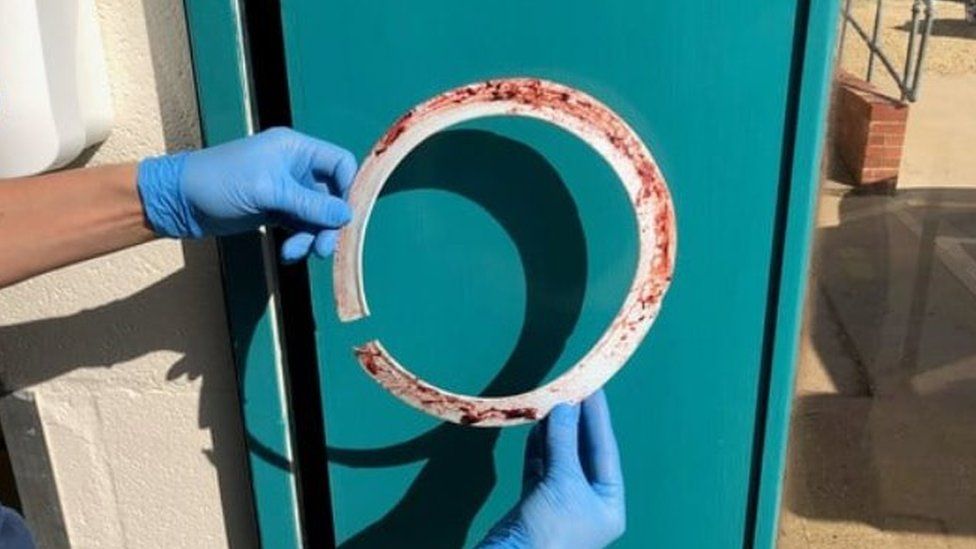 Plastic ring removed from seal