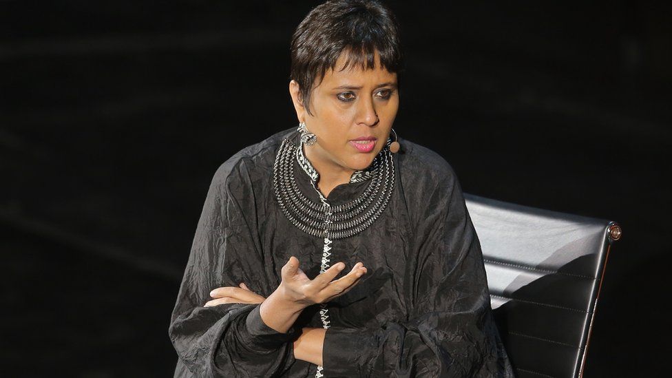 Journalist Barkha Dutt speaks onstage at The Drama of India's Fault Lines during Tina Brown's 7th Annual Women in the World Summi