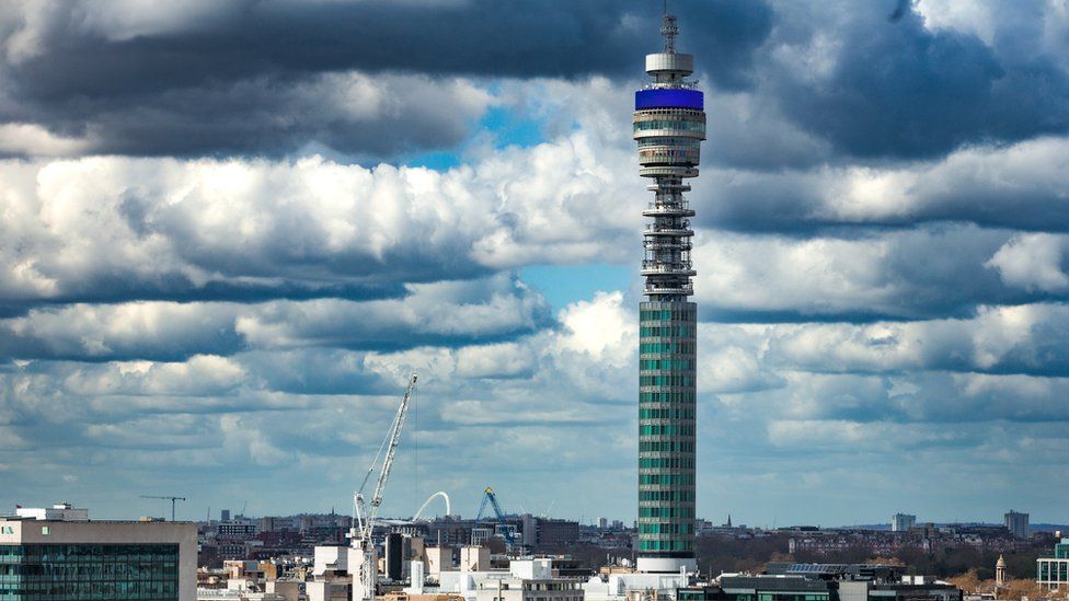 BT tower seen over London skyline