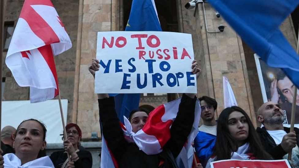 Protestors in Tbilisi