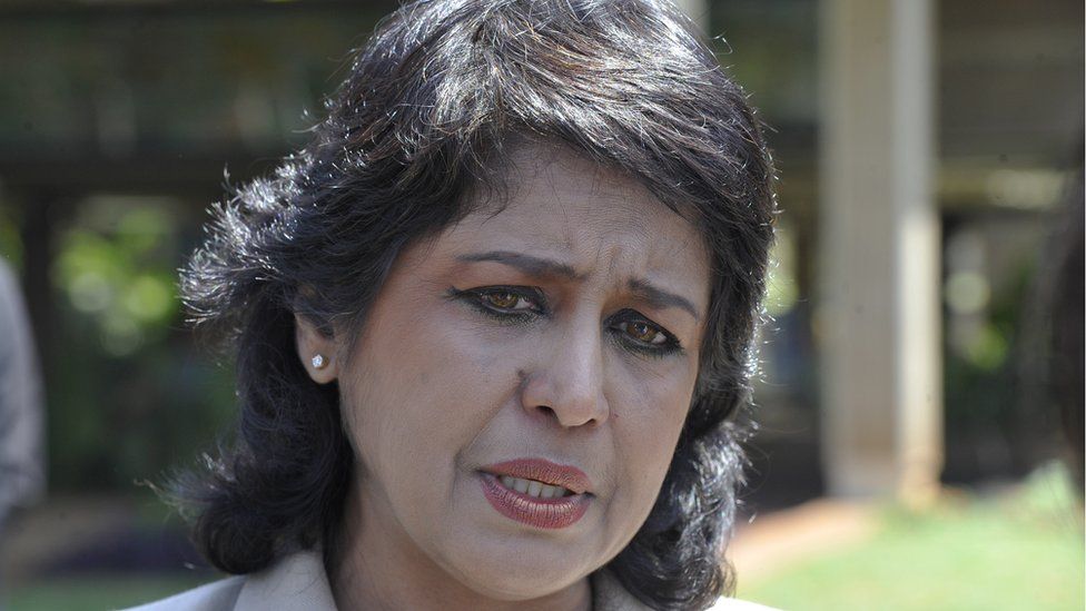 Mauritius President Ameenah Gurib-Fakim speaks to the media after a meeting with Director General of the United Nations Office at Nairobi (UNON) and UN officials in Nairobi on September 9, 2015.