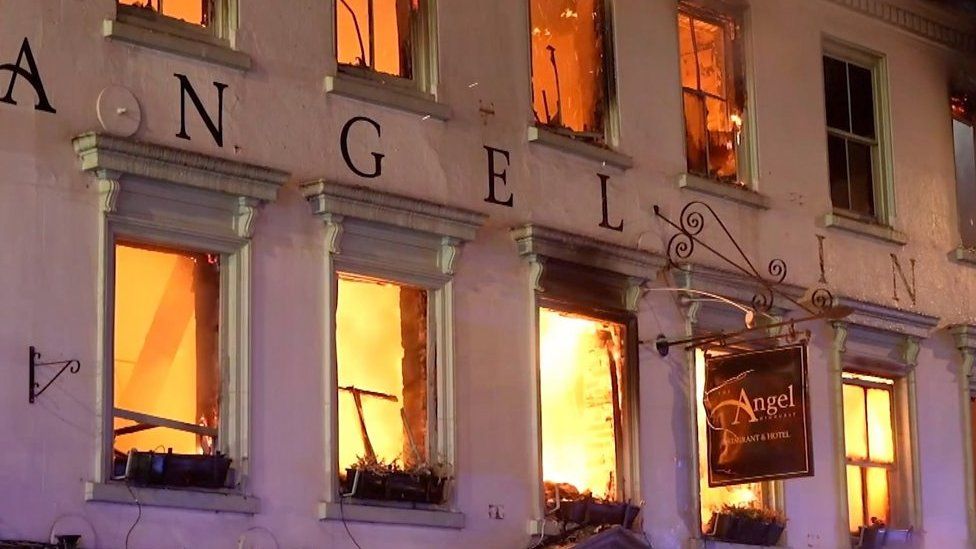 The Angel Inn hotel in Sussex was housing Ukrainian refugees but no casualties have been reported.