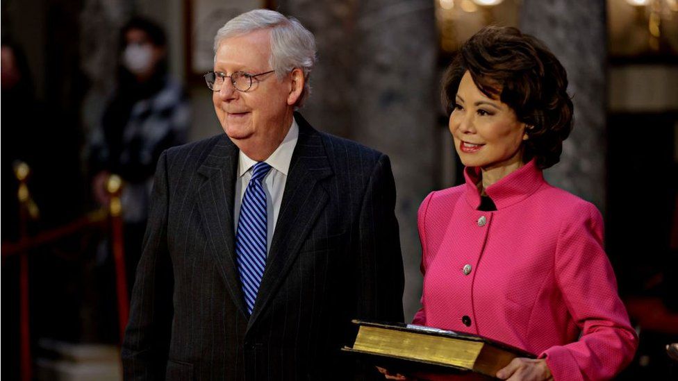 Mitch McConnell and Elaine Chao in 2021