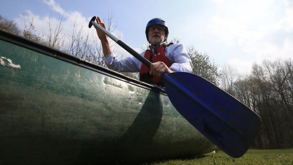 Jeremy Corbyn in a canoe