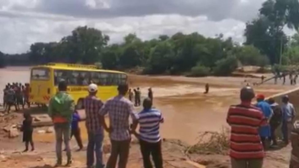 A screengrab of the bus before it plunged