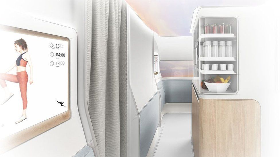A mock-up of a Qantas wellbeing zone
