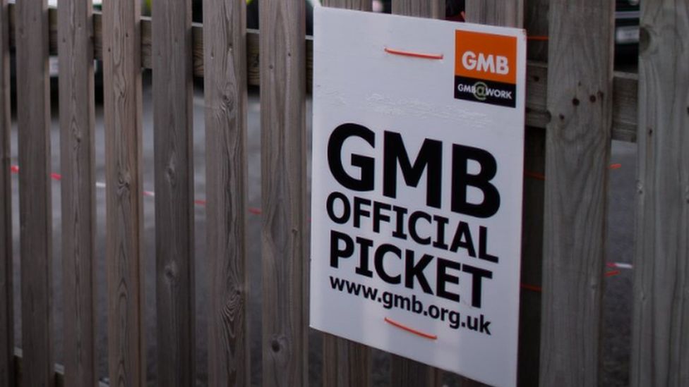 GMB picket sign in Huddersfield