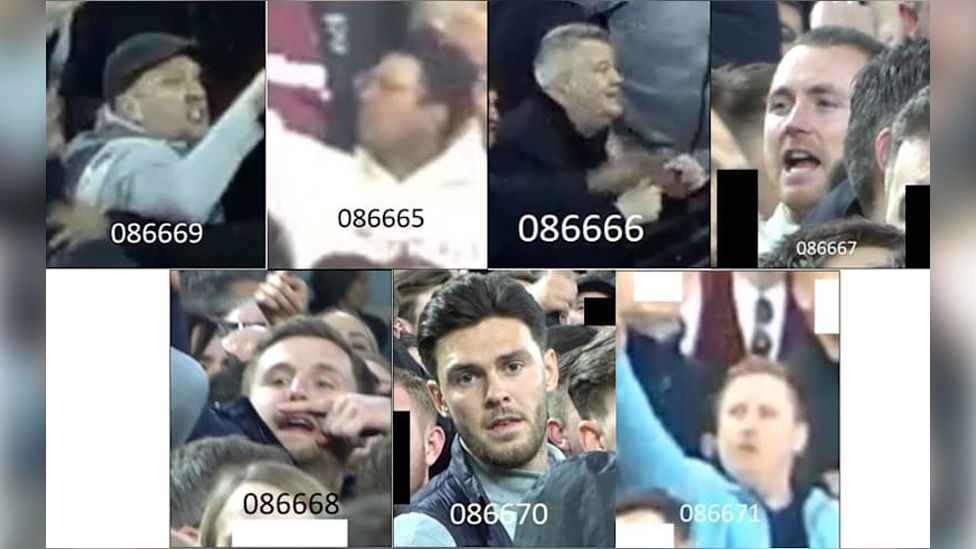 Seven football fans CCTV snapshot